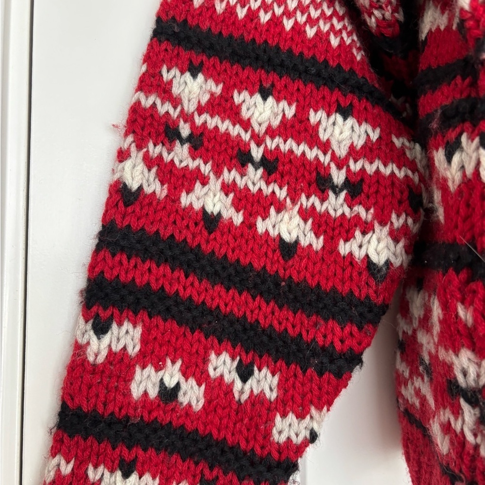 Vintage Espirit Sport Red Black Wool Sweater Nordic Fair Isle Women’s Medium - Picture 5 of 9